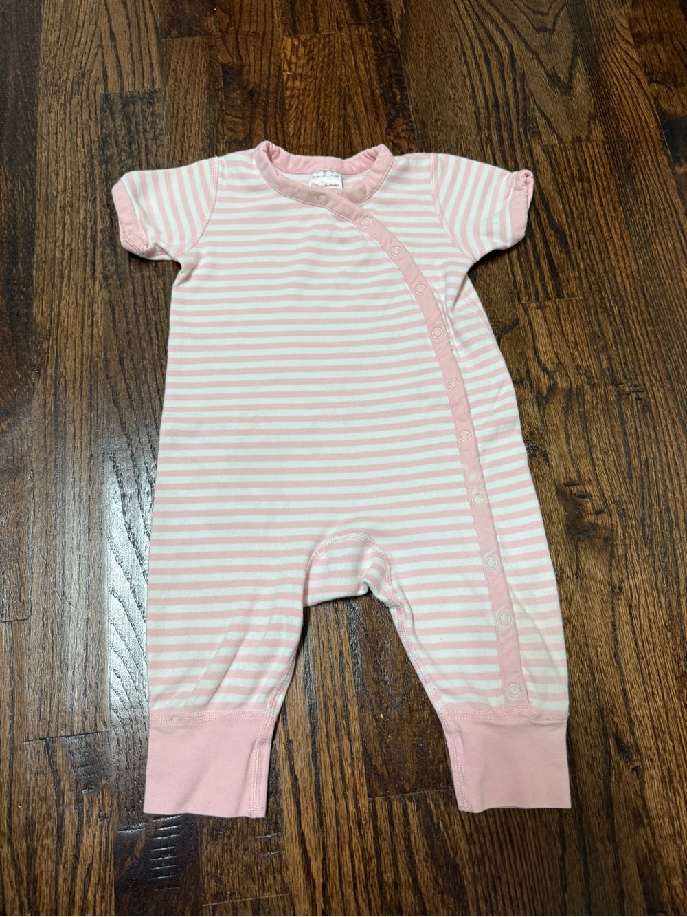 Girls Hanna Andersson Stretch Sleeper Pink White Stripes 12/18 Months